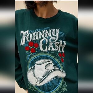NWOT Daydreamer The Fabulous Johnny Cash Long Sleeve Merch Tee / Pine